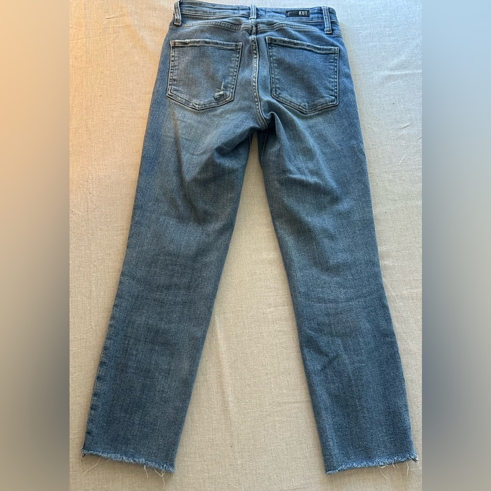 Kut from the Kloth Medium Blue Denim Distressed Button Fly Jeans Size 2 - Picture 2 of 11